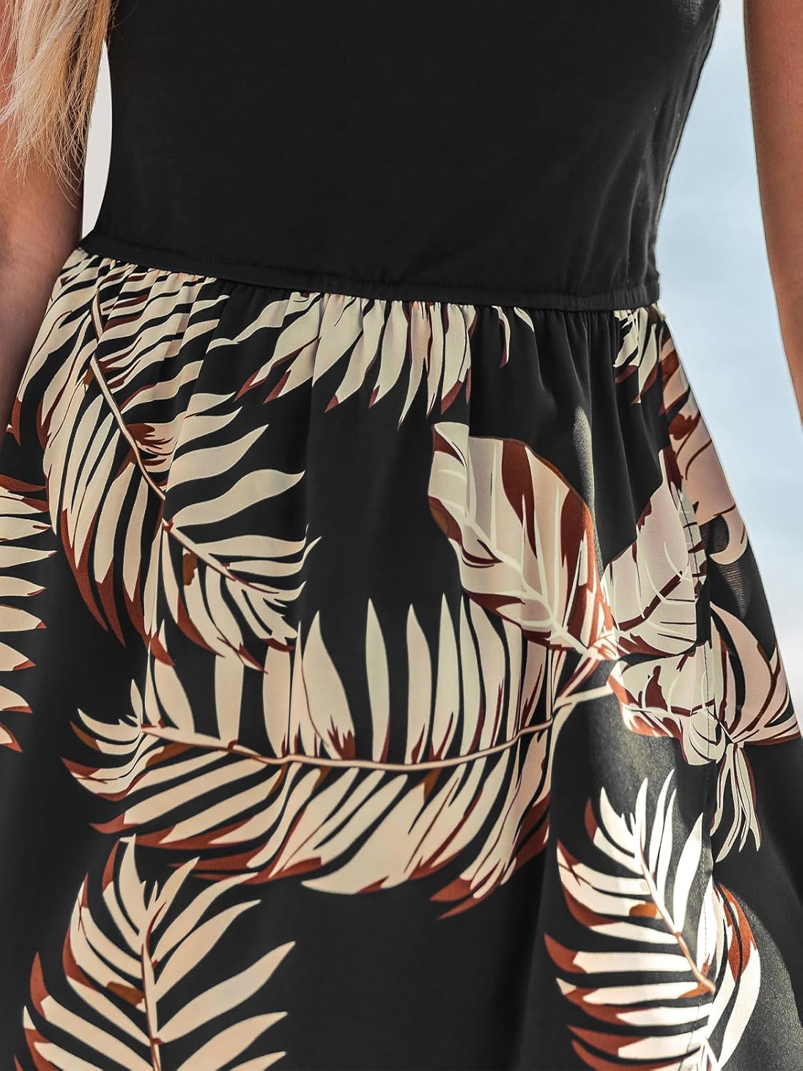 CUPSHE Women Tube Floral Midi Summer Dress Straight Neck Split Hem Tropical Casual Sundress Holiday Vacation Beach Dress - Image 5