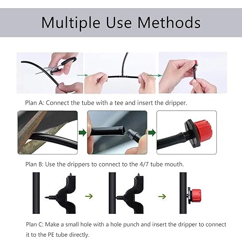 Miniatura 7 de Kalolary - 100 aspersores de riego ajustables de 14 pulgadas para sistema de riego por micro goteo, emisor antiobstrucción de 0.276 pulgadas,