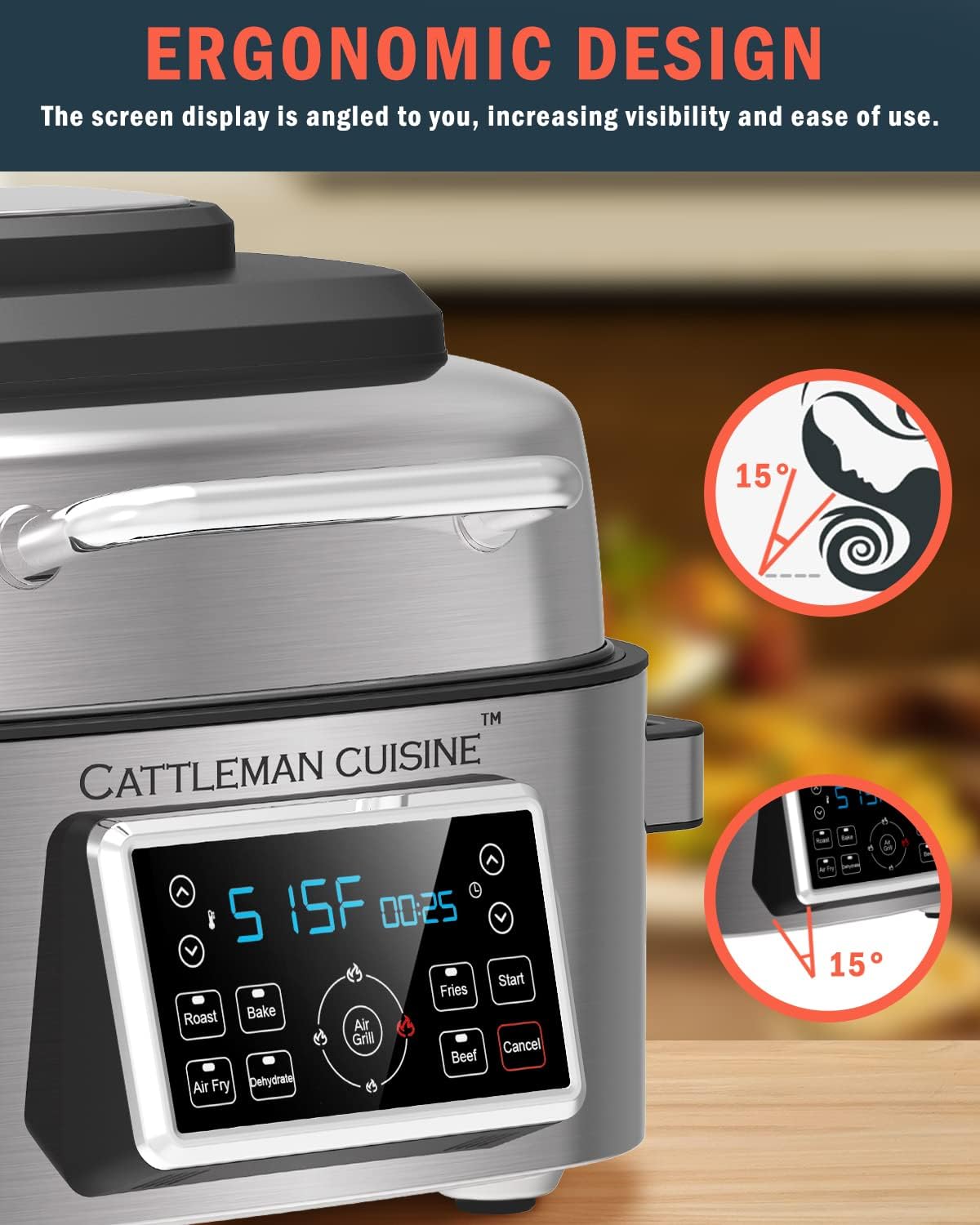 Buy Grill and Air Fryer Combo, CATTLEMAN CUISINE 10in1 Indoor