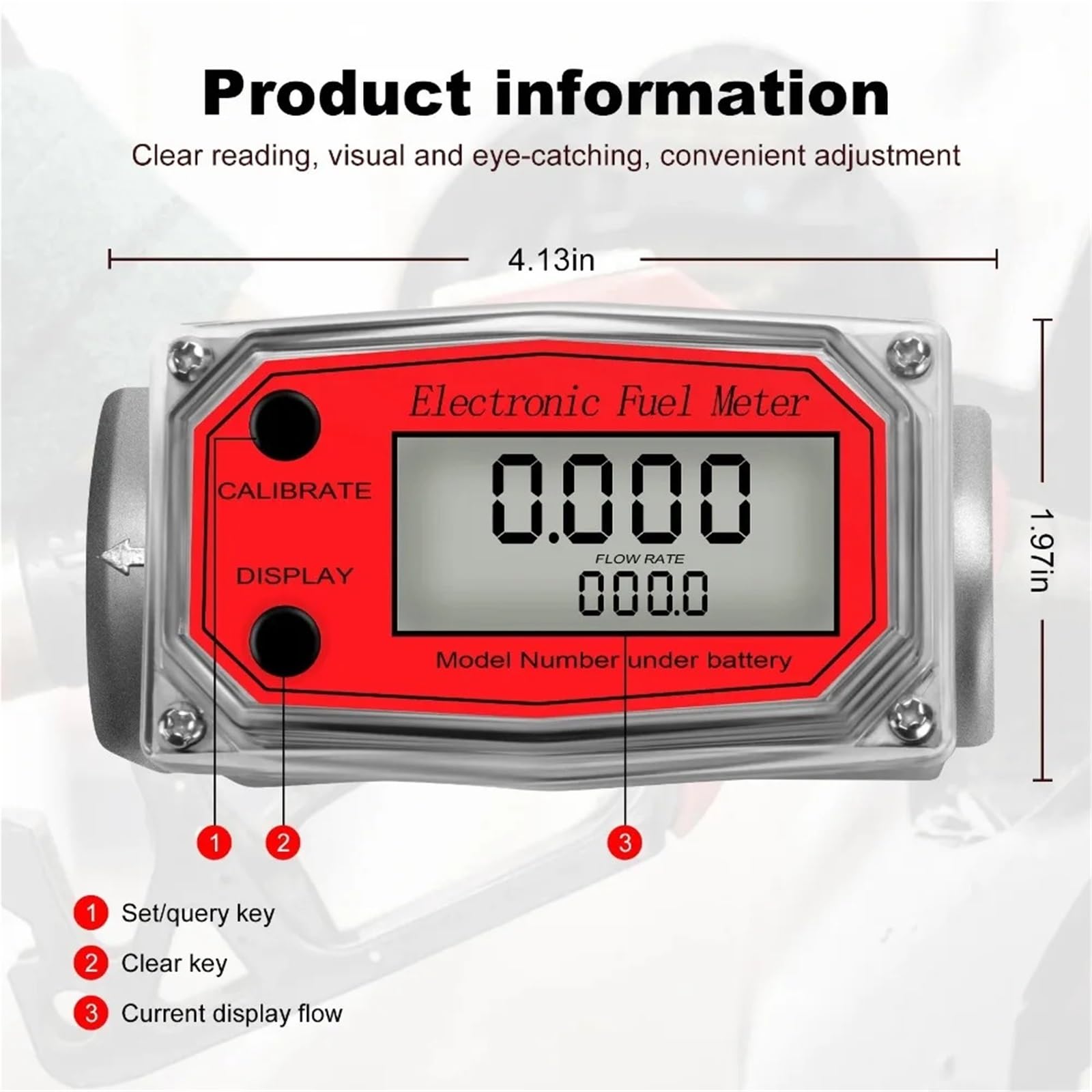1 unidad de caudalímetro digital de turbina de líquido, indicador electrónico de flujo, PCB, for combustible, gasolina, queroseno, metanol y sensor de agua(Blue)