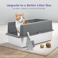 Vista 2 de iPrimio XL Cat Litter Box Enclosure - 23"x15"x6" Stainless Steel Litter Enclosure for Big Cats - Cat Litter Box Lid Only Design for Use with XL Pans