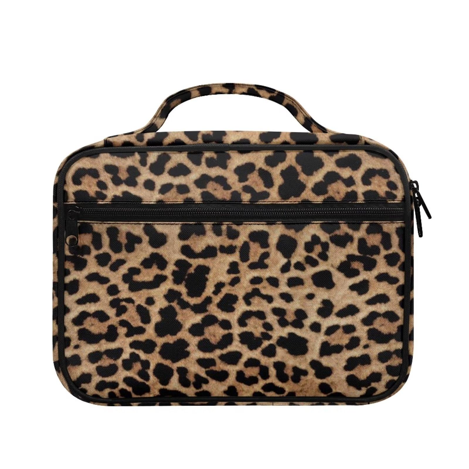 Drydeepin Classic Leopard Bible Covers for Women Men Zippered Bible Carrier Book Bag Church Bag Bible Protective with Handles Christian Gifts, Brown