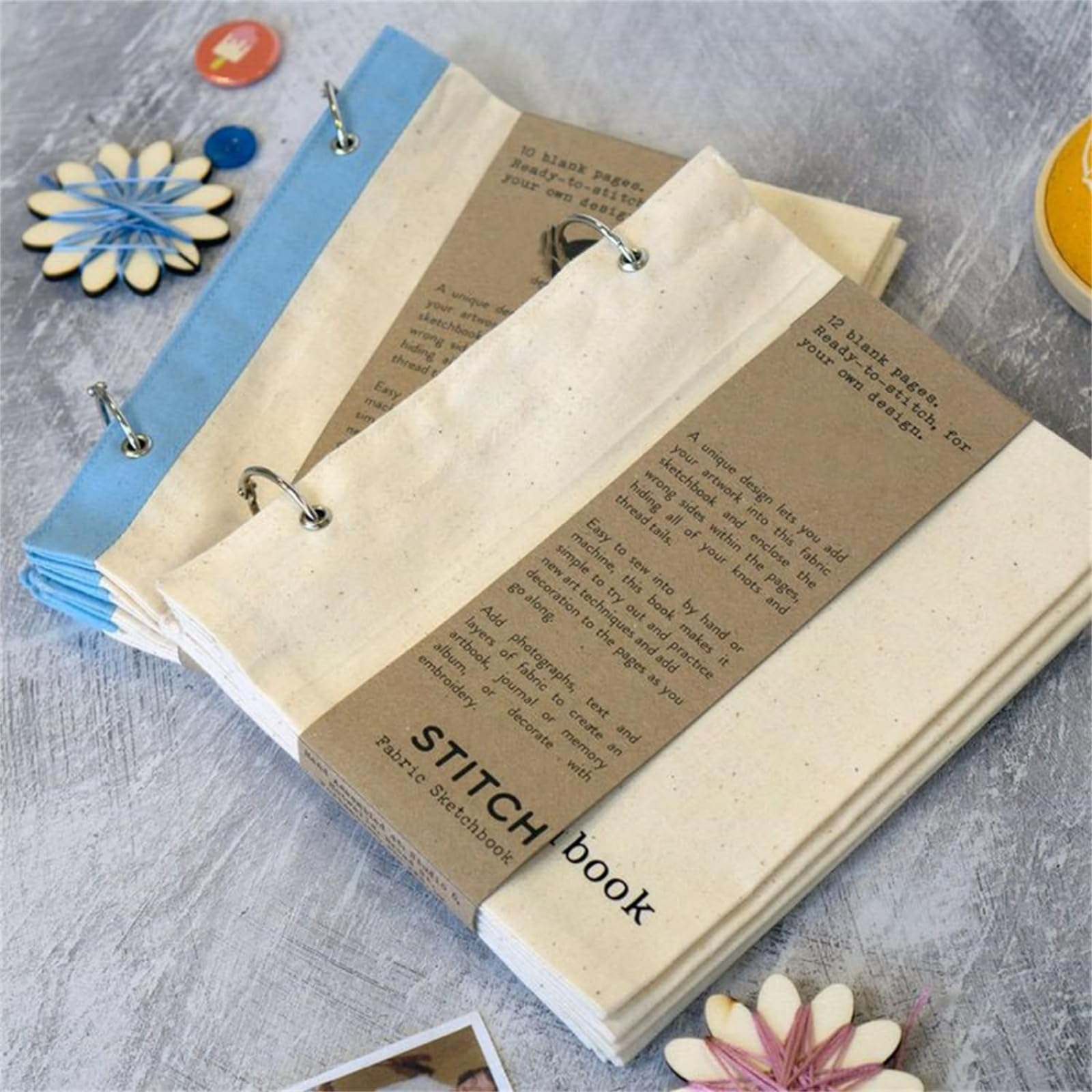 Blank Fabric Sketchbook, Portable Stitch Fabric Sketchbook, with Unique Folding Design for Linen Stitchbook for Drawing Writing (Grey) - Image 2