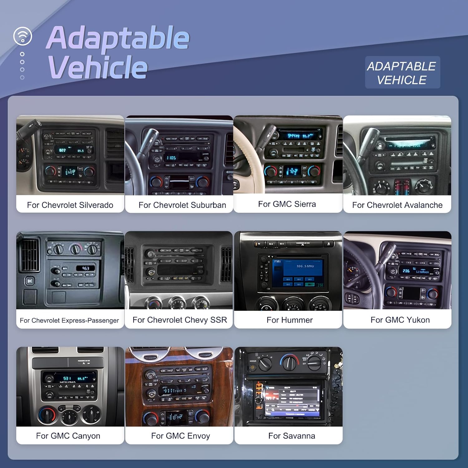 Android Car Stereo for Chevrolet Chevy Silverado SSR Impala Tahoe GMC Sierra Yukon Hummer H2 7 Inch Touchscreen Car Radio with Wireless Carplay Android Auto GPS Navigation WiFi