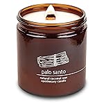Hemlock Park Crackling Wood Wick Candle Handcrafted with Natural Coconut Wax (Large 16 oz, Palo Santo)