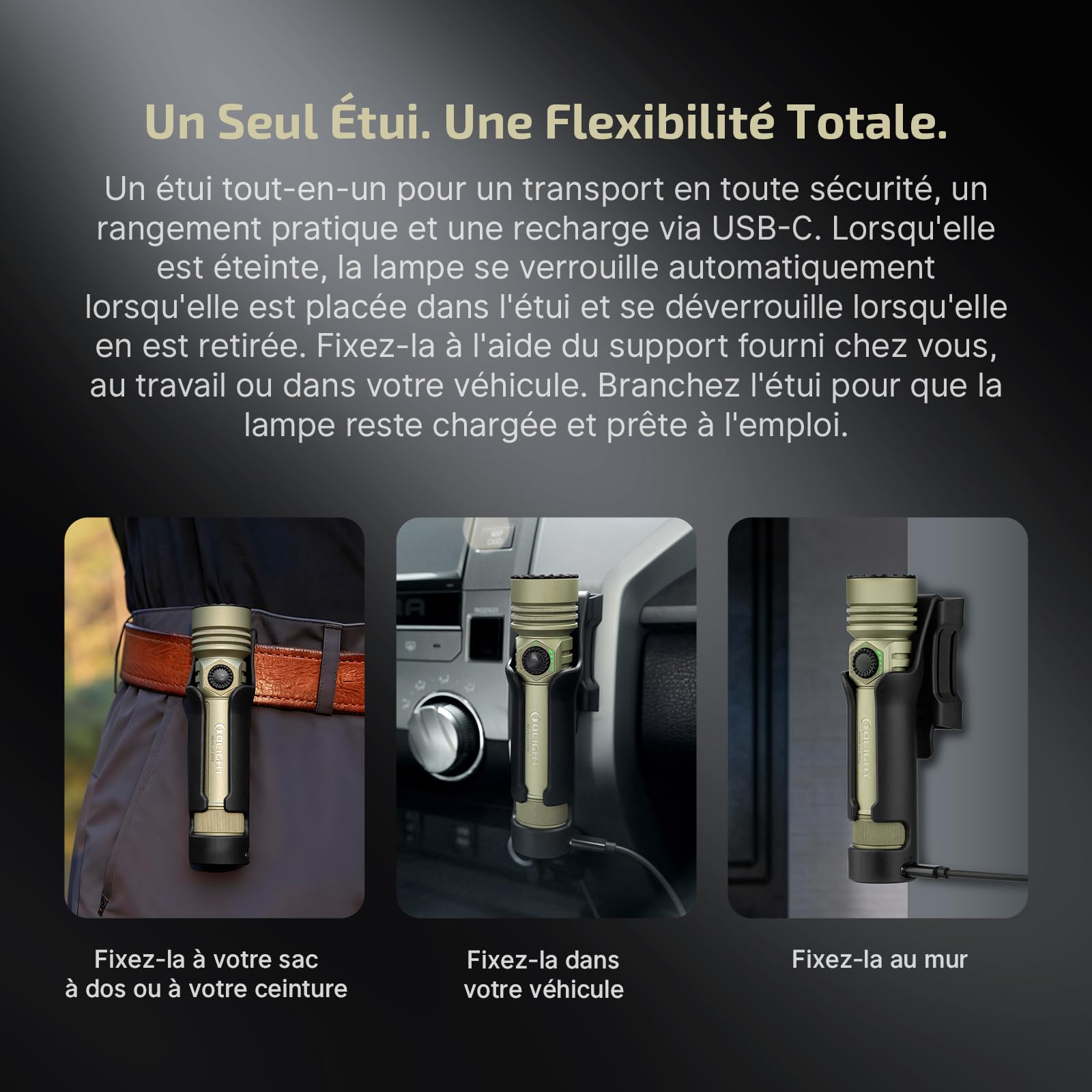 OLIGHT Seeker Ultra Lampe Torche LED Puissante 4800 Lumen 265 m | 5800 mAh, Boîtier OAL, Charge USB-C et MCC3, Étui Innovant, IPX8, 17 Jours d’Autonomie, Outdoor, Camping