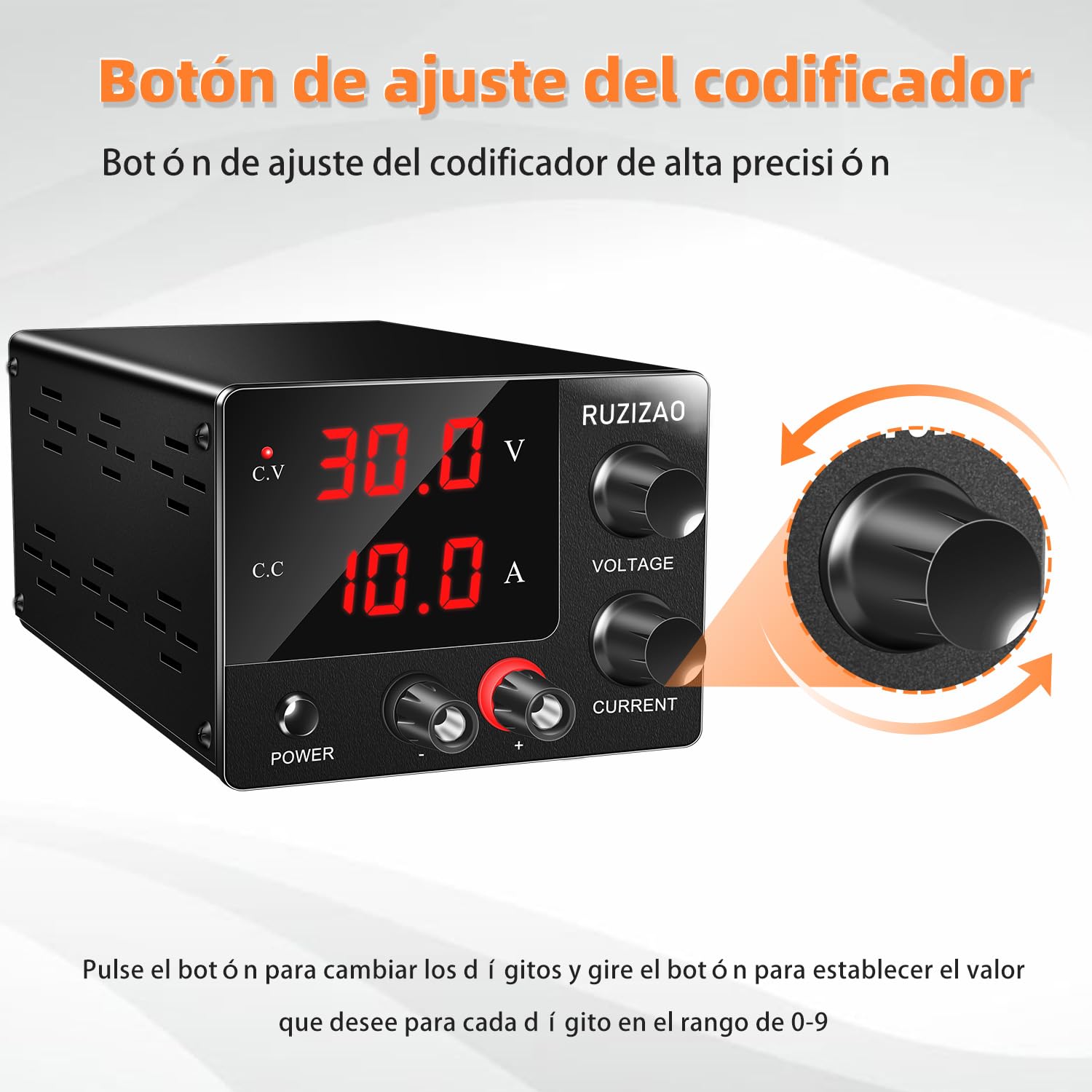 Fuente de Alimentación Regulables 0~30V 0~10A Potencia Constante 150W, Pantalla de 3 Dígitos de Alta Precisión Corriente y Voltaje Ajustables Fuente de Alimentación 15V10A 30V 5A