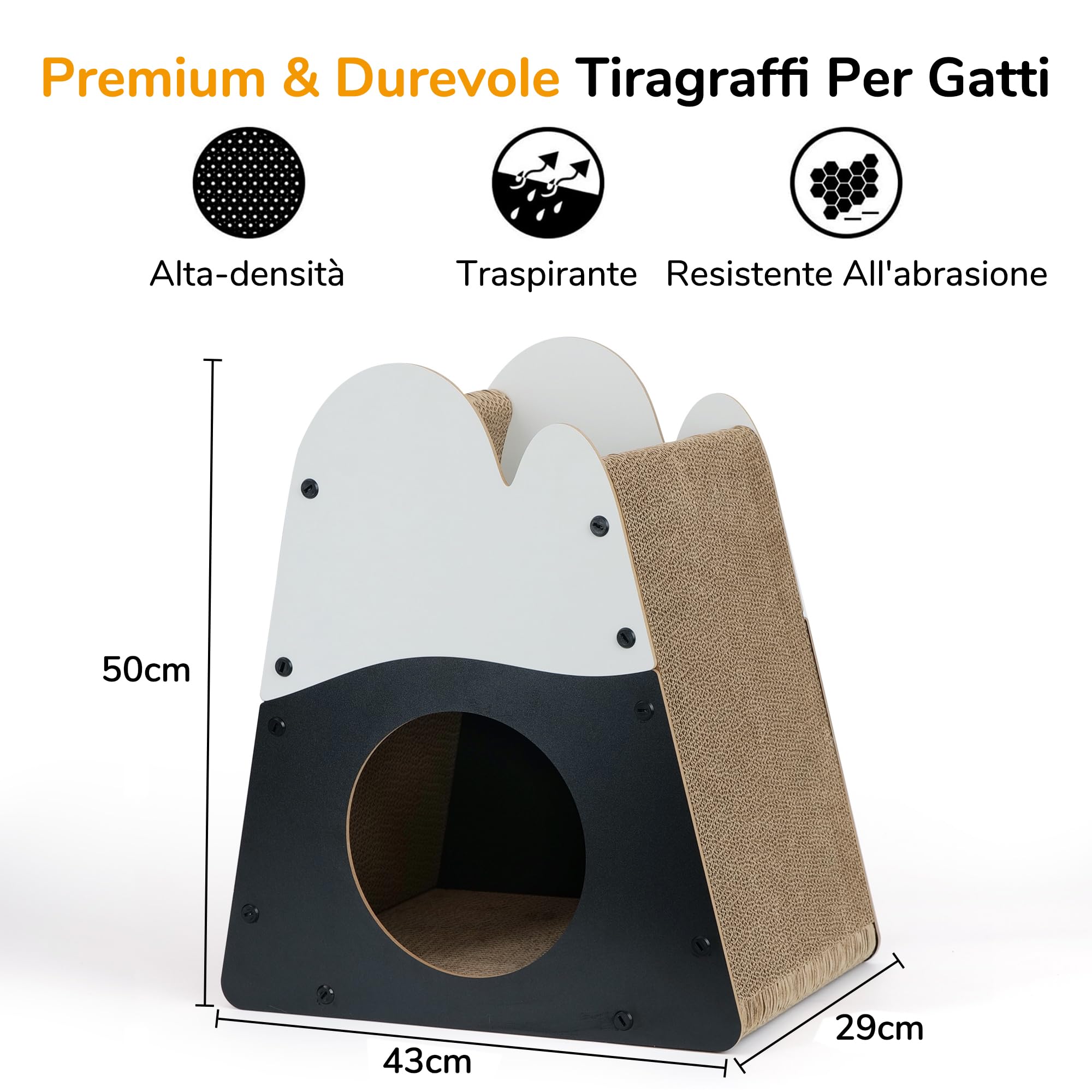 Tiragraffi Per Gatti Conlun - Forma A L, 58cm, In Cartone Resistente, Da Parete, Legno Chiaro - Foto 12