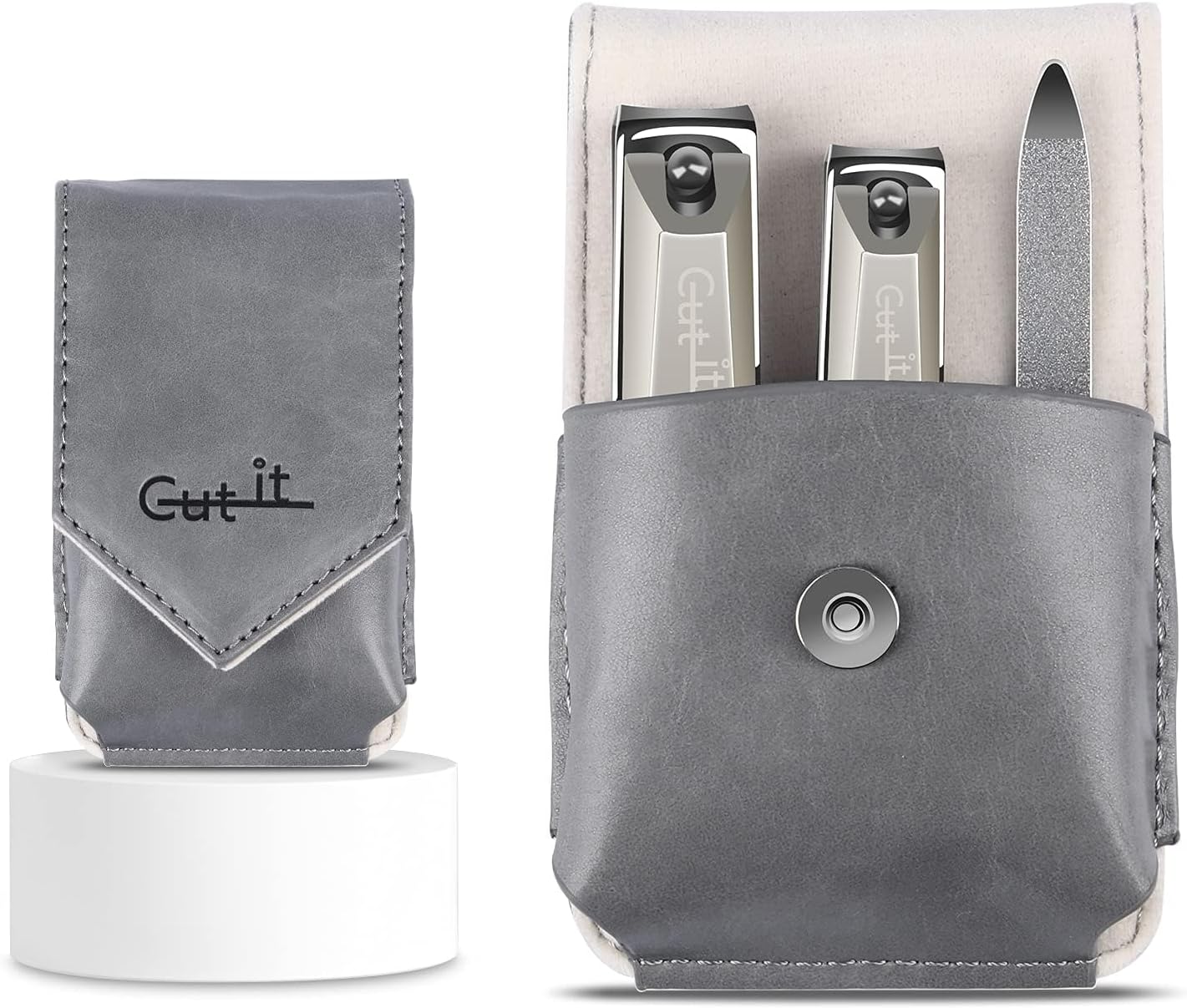 Finger and Toe Nail Clipper Set, Stainless Steel, with A Nail File, 3PCS | Nail Clipper Sets, Anti-splash Design, Ultra Sharp Blades, 3 Anti-slip Grooves, Portable Set of Manicure Tools, Storage Bag