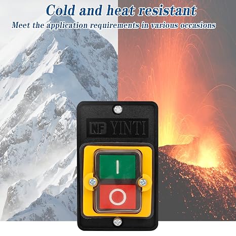 2pcs Machine Switch, Machine Pushbutton Switch, Water Proof Button Switch Machine 10A 380V Electrical Push Switch On/Off Machine, for Textile Machinery