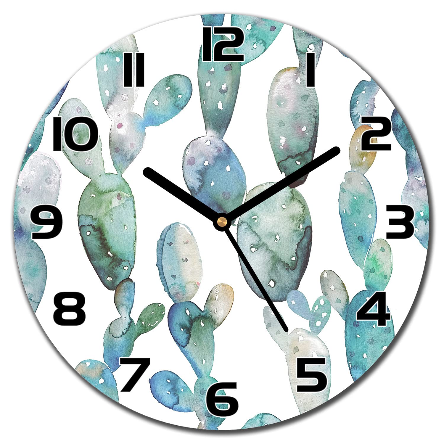 Horloge en verre 30 cm de cuisine au motif floral moderne
