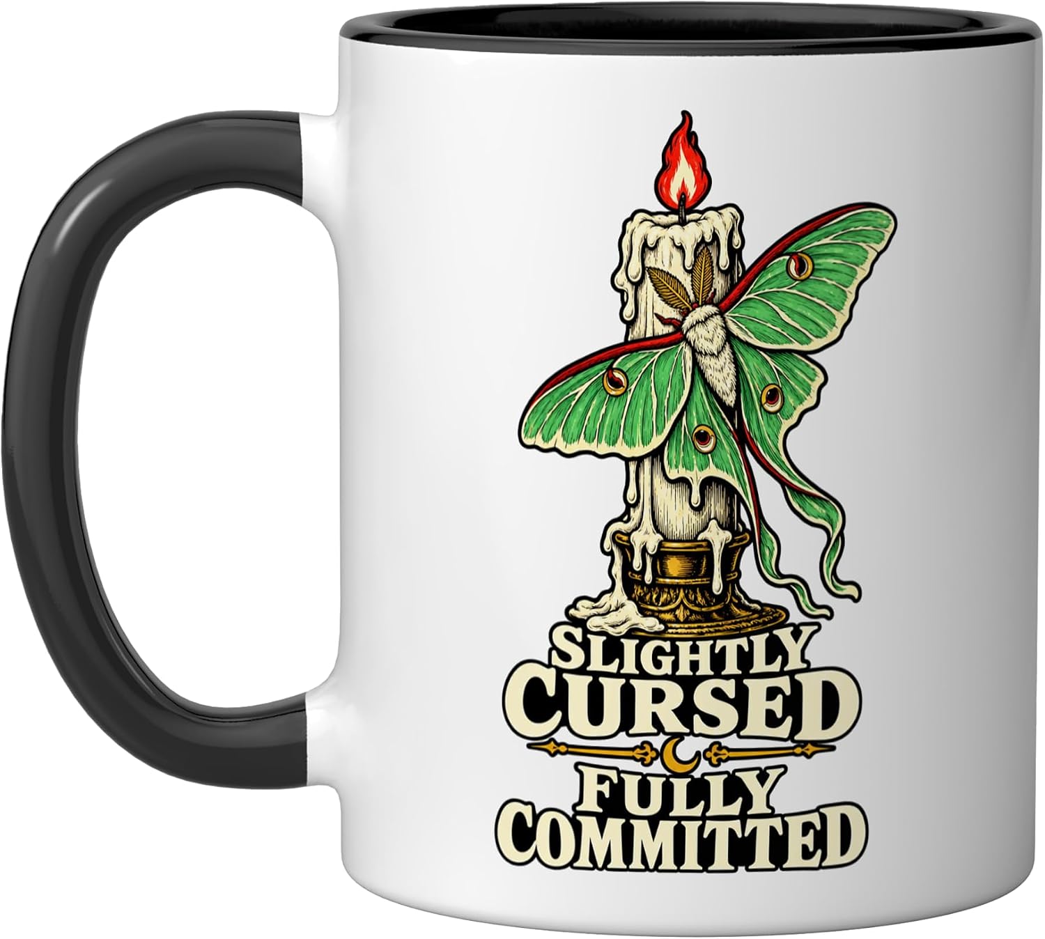 Occult Slightly Cursed Fully Committed Women Tarot Ceramic Mug, Red/White, 11oz image 5