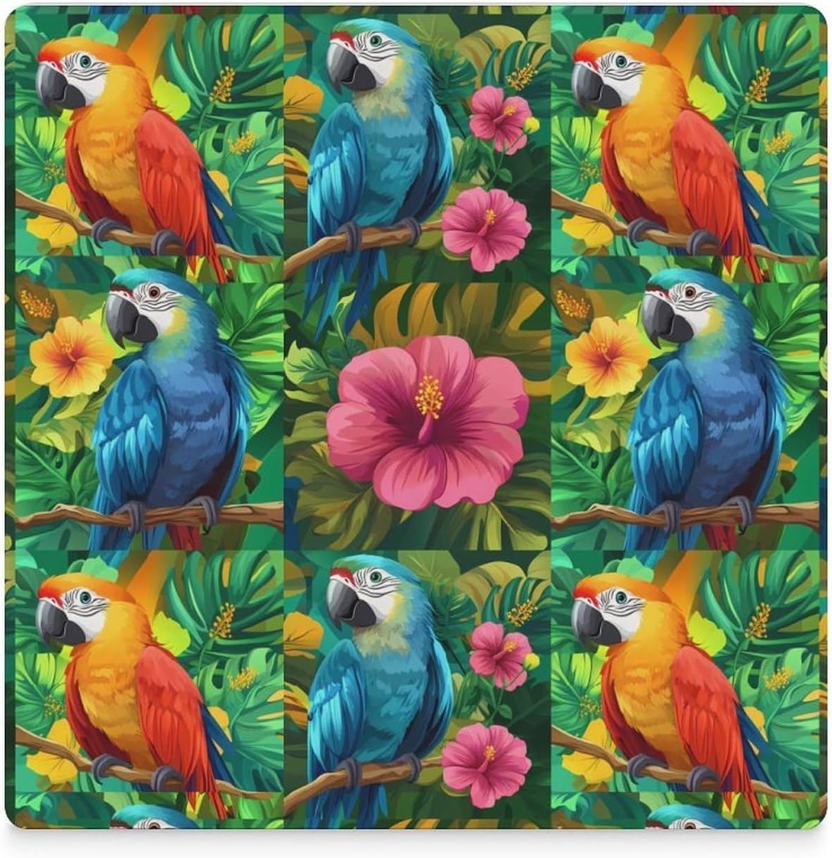 Parrot Hibiscus Ceramic Coasters Square Drinks Coaster Coffee Table Decor Table Coaster for Home Bar
