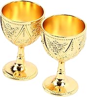 Vista 4 de 2 copas vintage, copa de vino medieval, copa de vino de metal de cobre en relieve, mini copas de comunión, copa de vino real, relieve 3D