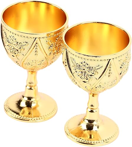Miniatura 4 de 2 copas vintage, copa de vino medieval, copa de vino de metal de cobre en relieve, mini copas de comunión, copa de vino real, relieve 3D, patrón de