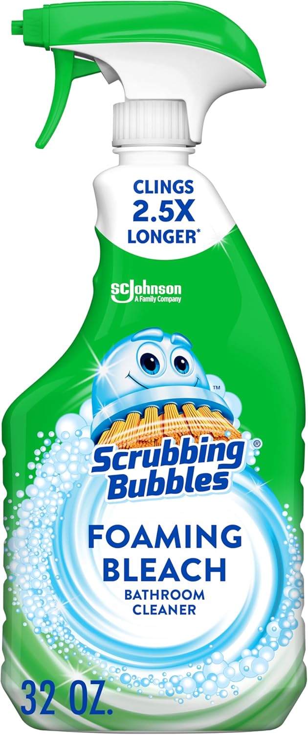 Scrubbing Bubbles Foaming Bleach Bathroom and Shower Cleaner Disinfectant Spray, Helps Erase Mold & Mildew, 32oz (Pack of 8)