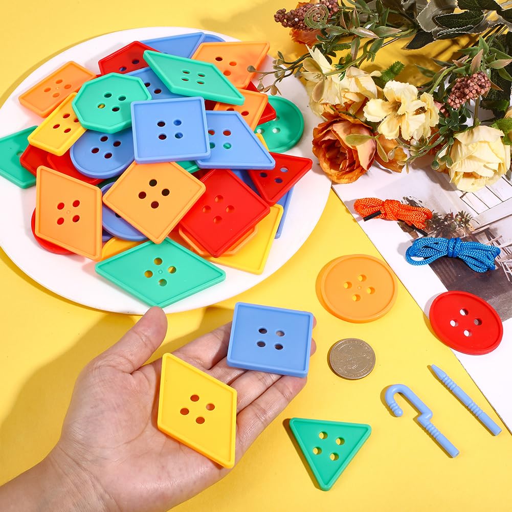 200Stk Große Helle Bastelknöpfe Bunte Perlen Knöpfe Lebhafte Farben Geometrische Formen Zum Auffädeln Für DIY Bastelprojekte Häkeln Stricken Geschenke