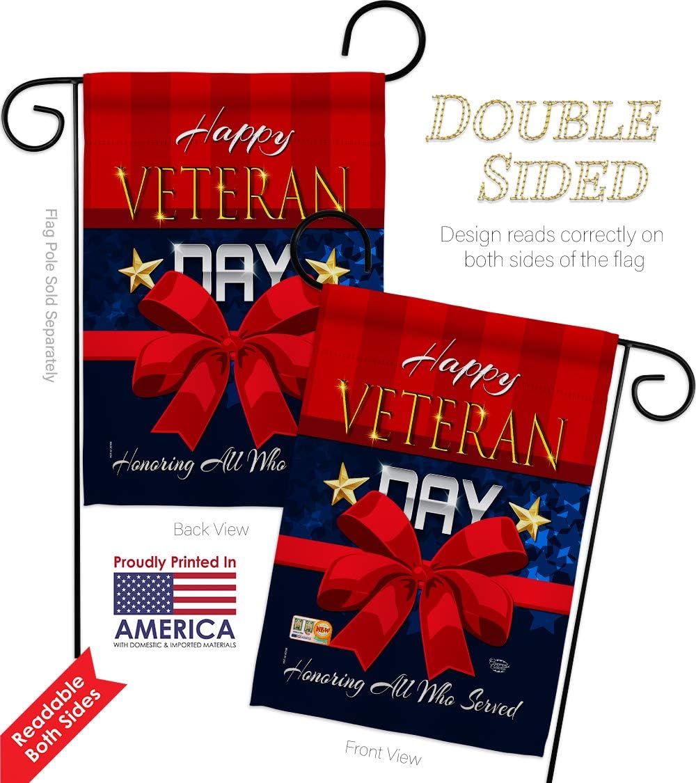 Service Happy Veteran Day Garden Flag Armed Forces All Branches Support Honor United State American Military Official Small Decorative Gift Yard House Banner Double-Sided Made In USA 13 X 18.5