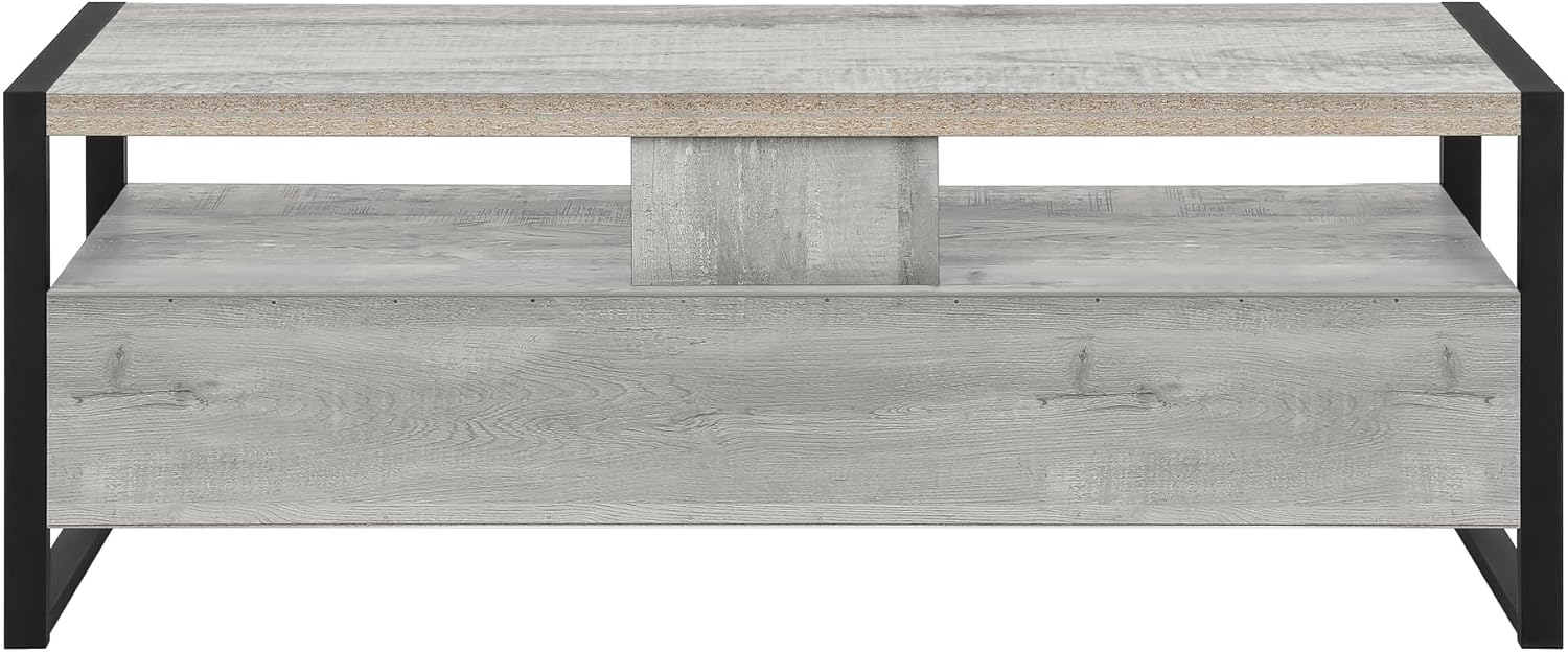 Monarch Specialties TV Stand-Console with 3 Drawers and Shelves-Industrial Modern Style Entertainment Center with Metal Legs, 60" L, Grey Reclaimed Wood Look