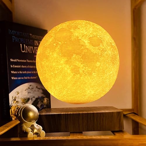 Miniatura 6 de HCNT Lámpara de luna levitante, lámpara de luna flotante e impresión 3D giratoria lámpara de planeta, lámpara de mesa de noche Luna con base de