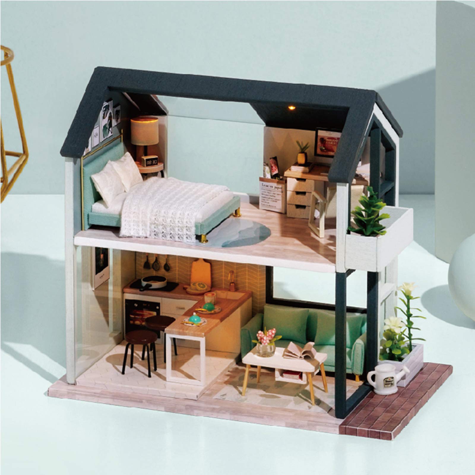 Amazon | F Fityle 1/24 ドールハウス 木製 ミニチュア 部屋模型
