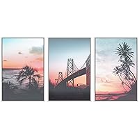 SIGNWIN Framed Wall Art Print Set Film Grain California Sunset Variety Nature Wilderness Photography Modern Art Scenic Relax/Calm Multicolor Pastel for Living Room, Bedroom, Office - 16