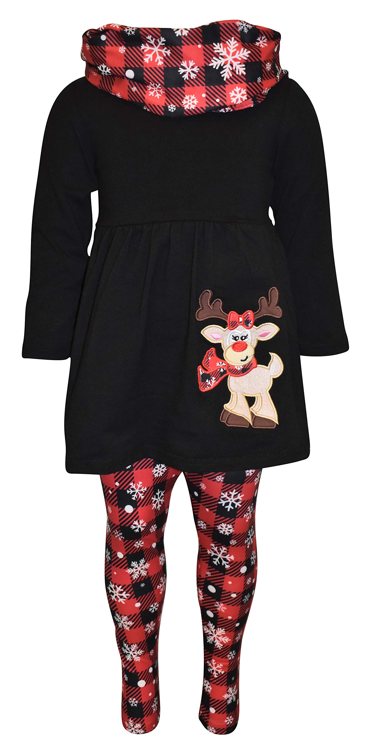 Unique Baby Girls Kids Toddler 3pc Outfit Set Long Sleeve Soft Knit Tunic Top Leggings and Scarf