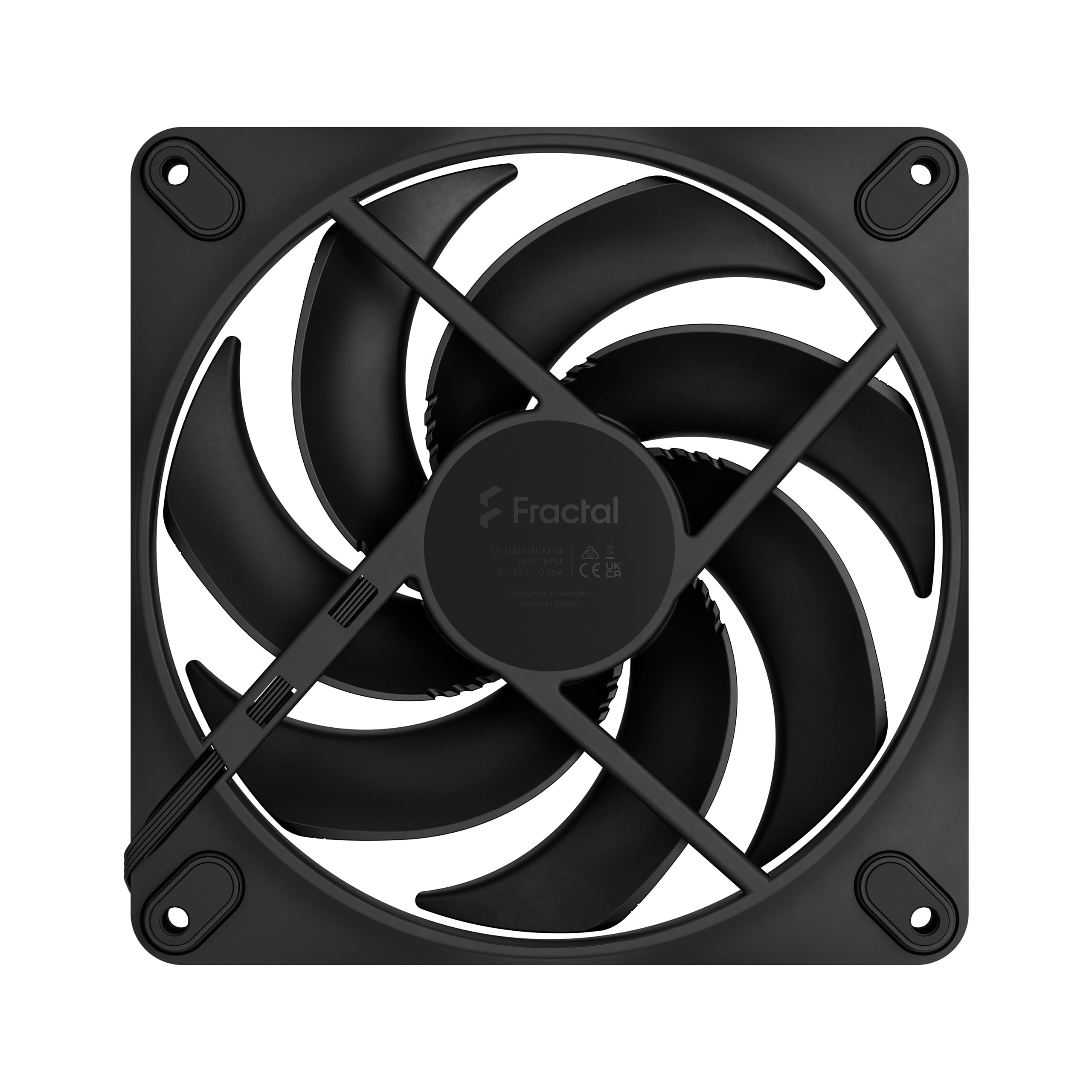Fractal Design Momentum 14 Cichy wentylator obudowy PC, 140 mm, łopatki LCP z ciekłokrystalicznego polimeru, dynamiczne łożysko FDB, sterowanie PWM, wydajność chłodzenia, mocny przepływ powietrza