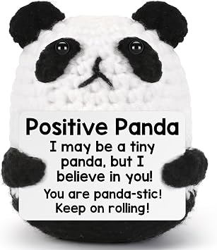 Mini Panda Birthday Gifts for Women Men Teens Girl Boy Daughter Son, 2026 Graduation Gift for Him Her High School College, Fathers Day Motivational Support Positive Crochet Animals Handmade Panda