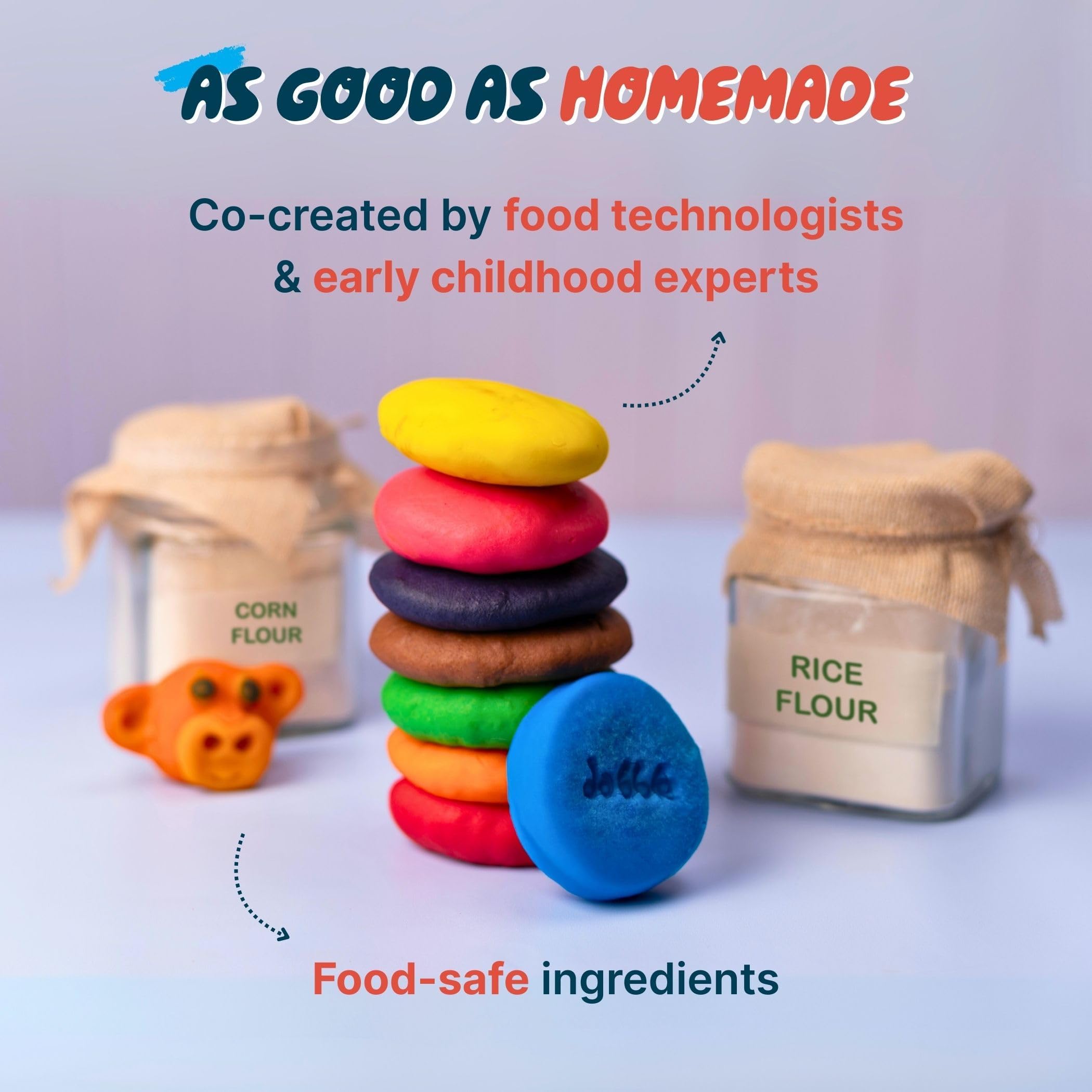 dabble Sensory Playdough for Toddlers and Kids Age 2+ | 100% Natural, Taste-Safe & Gentle on Skin |Gluten-Free, Non-Toxic | Soft, Non-Sticky | Boosts Fine Motor Skills & Creativity | 8 Vibrant Colours 3