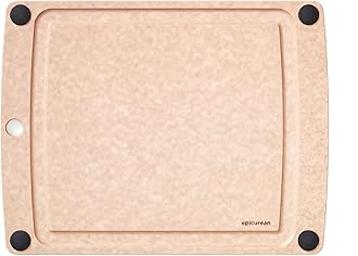 All-In-One Cutting Board with Non-Slip Feet and Juice Groove, 14.5" × 11.25", Natural/Black