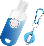 Kare & Kind Clear Portable Travel Bottles - 4x Empty Containers, 4x Carabiner/Retractable Lanyard, 1x Sticker Label Sheets - up to 50 ML -For Hand Sanitizers, Rubbing Alcohol, Liquids, Toiletries