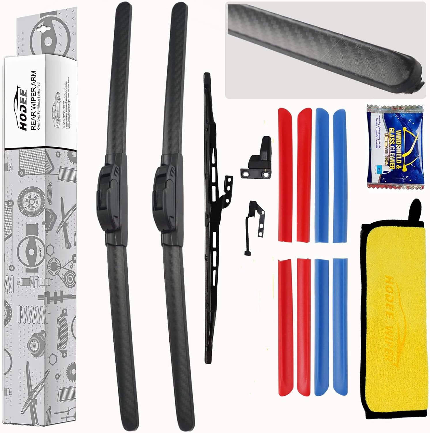 3 wipers 17"+17"+13" Colour Carbon Fiber Windshield Wipers Blades Replacement for Toyota 4Runner 1996-2002,Back Rear Window Blade & HOOK With Replace Window Blade Cover Blue/Red