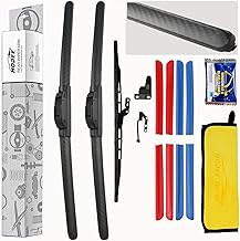 3 wipers 17"+17"+13" Colour Carbon Fiber Windshield Wipers Blades Replacement for Toyota 4Runner 1996-2002,Back Rear Window Blade & HOOK With Replace Window Blade Cover Blue/Red