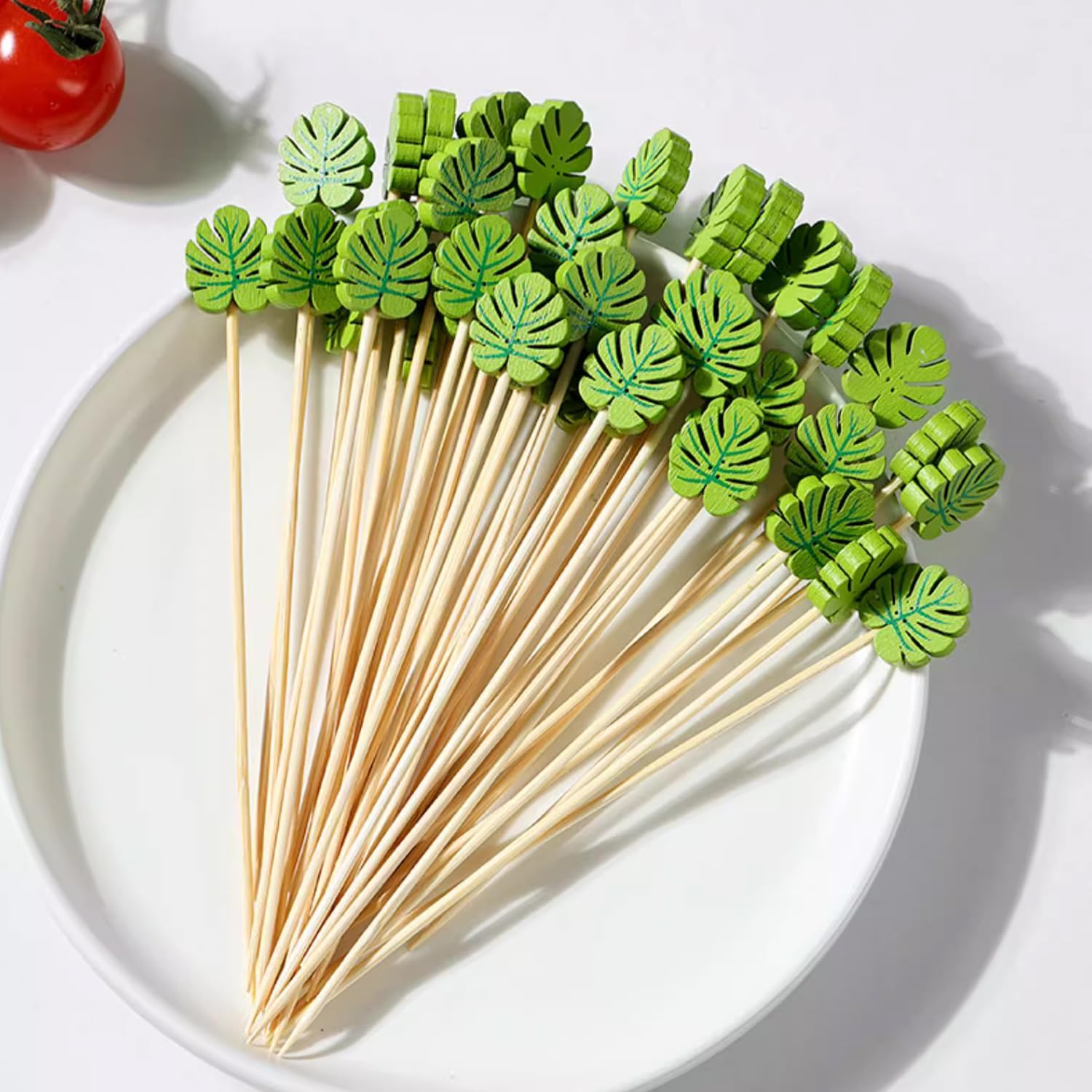 100 Pinchos de Cóctel Estilo Hoja Palillos De Frutas Palillos De Dientes De Dibujos Animados Palillos De Frutas Creativas Suministros De Fiesta Adecuado Para Pasteles, Frutas, Decoración De Cóctel