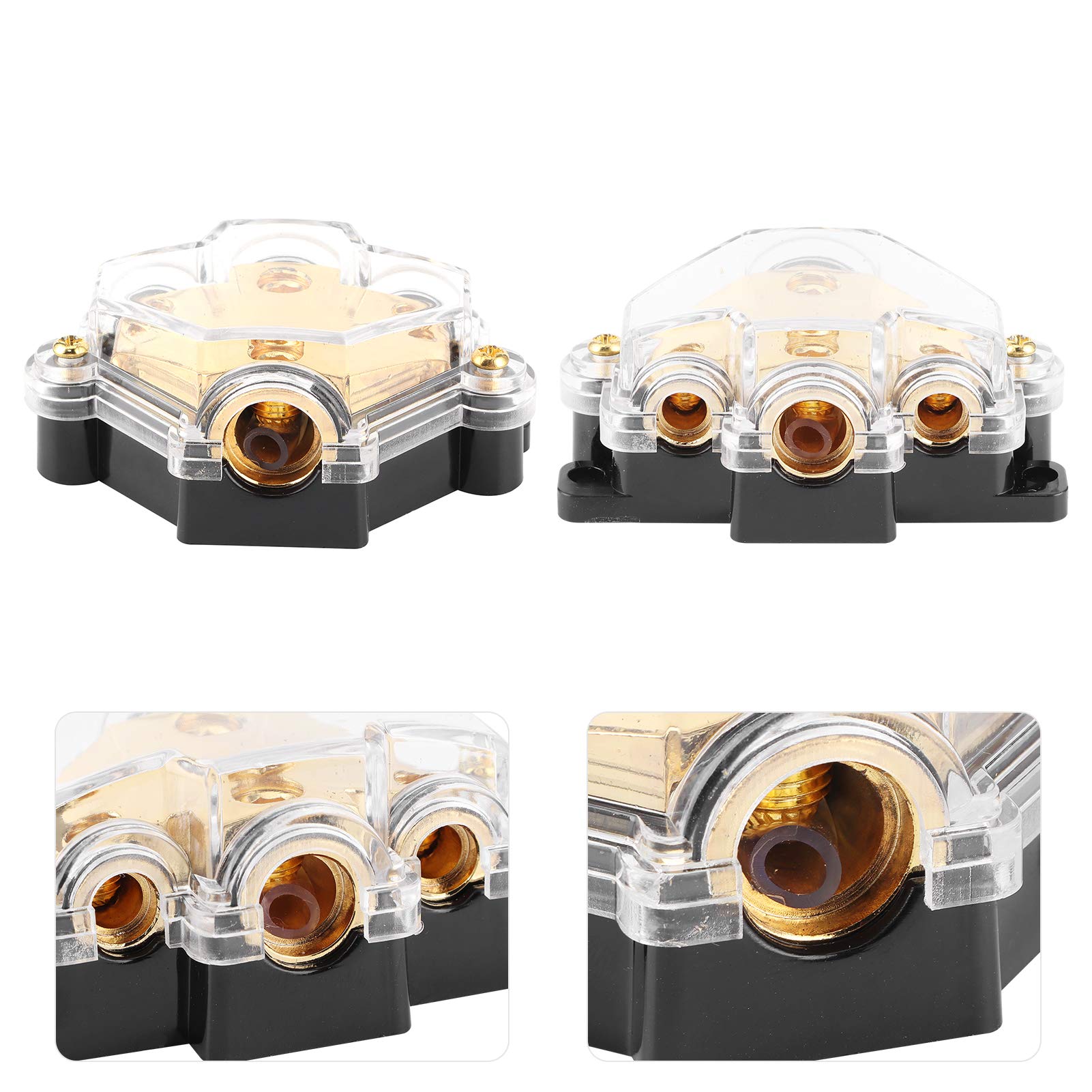 Lot de 2 Blocs de Distribution D'alimentation 1 en 3 Voies pour o Amplificateur Câble Répartiteur Protecteur de Circuit pour Auto Voiture Bateau Blocs de Distribution