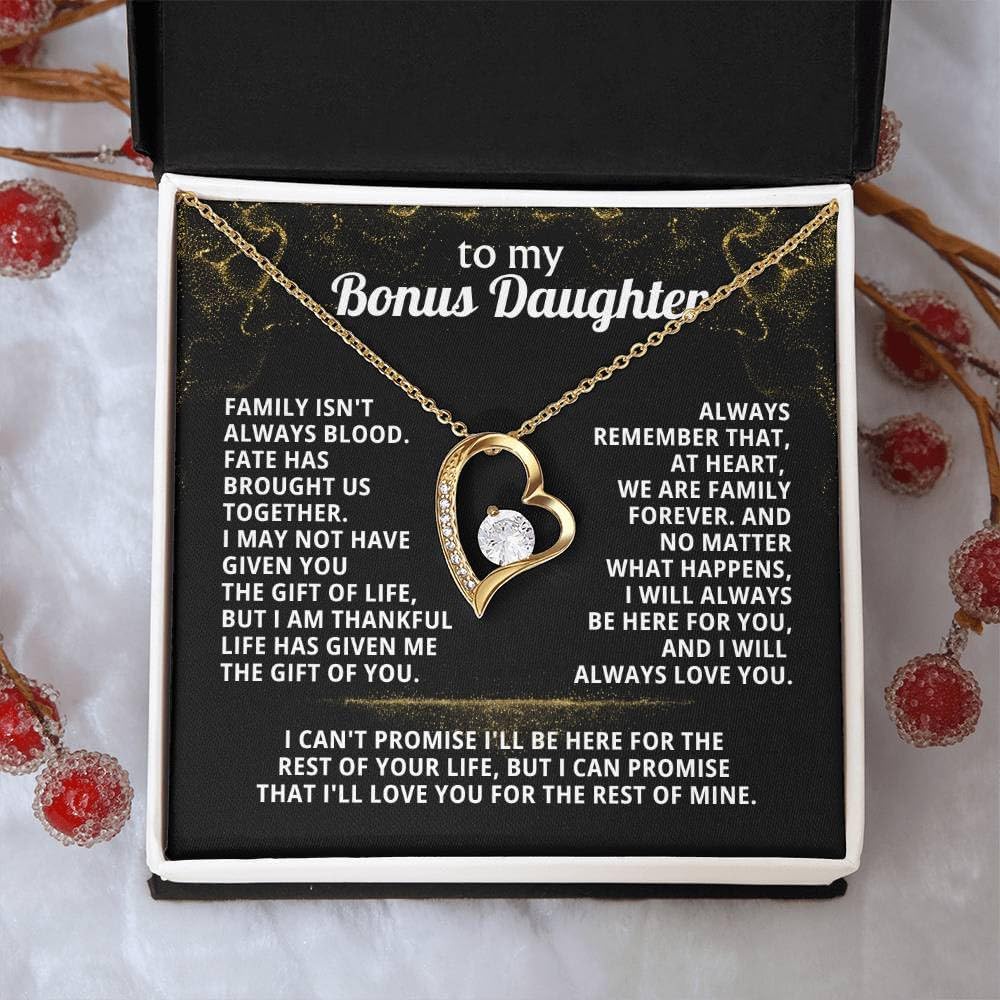 Jewelry TO MY BONUS DAUGHTER From Dad, Gift from Dad, Christmas, Necklace for bonus daughter, Birthday, Step daughter, Adult, FAMILY FOREVER