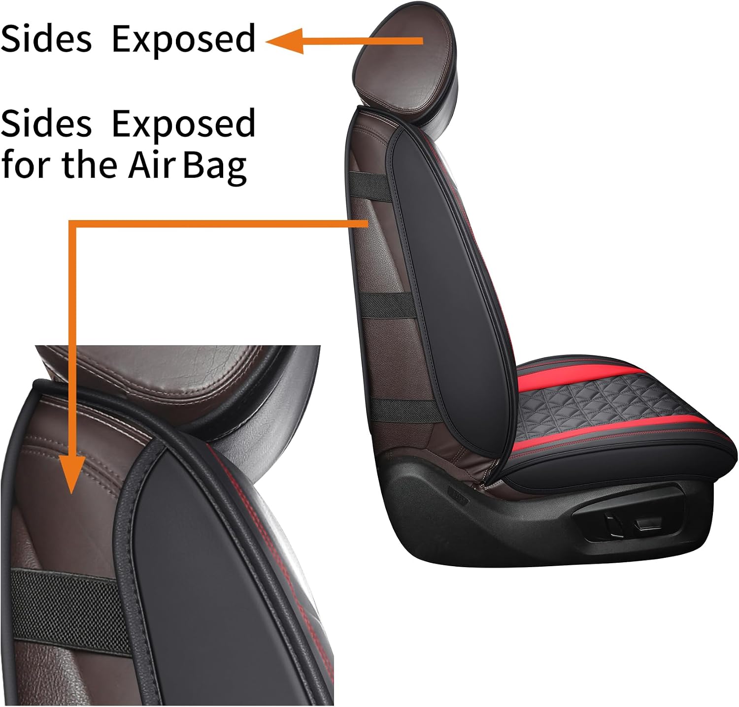 YIERTAI Car Seat Covers Waterproof Faux Leather Universal Fit for Most Cars Sedans SUV Truck Pick-up Automotive Seat Cover Accessories(Full Set Black-Red)