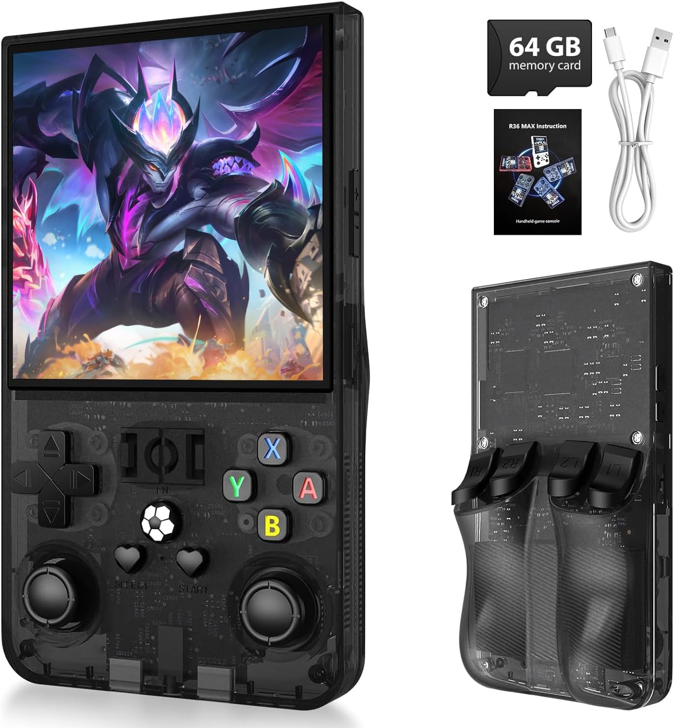 PixelKing 2025 New Upgrade R36MAX Retro Handheld Game Console with 64G Built-in 18000+ Classic Games,Emulator Handheld,4.0″ IPS Screen Retro Gaming Console, Rechargeable Portable Pocket Arcade(Black) PixelKing 2025 New Upgrade R36MAX Retro Handheld Game Console with 64G Built-in 18000+ Classic Games,Emulator Handheld,4.0″ IPS Screen Retro Gaming Console, Rechargeable Portable Pocket Arcade(Black)