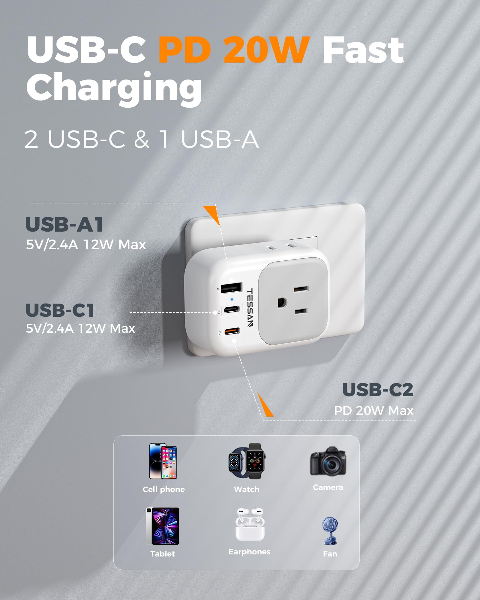 TESSAN Italy Travel Plug Adapter 2 Pack Type L -4