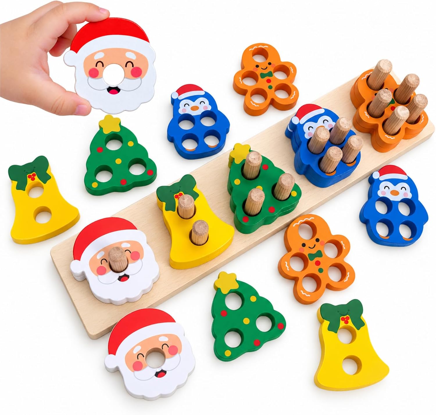 Amazon.com: Christmas Wooden Montessori Counting Toys for 1 2 3 Year ...