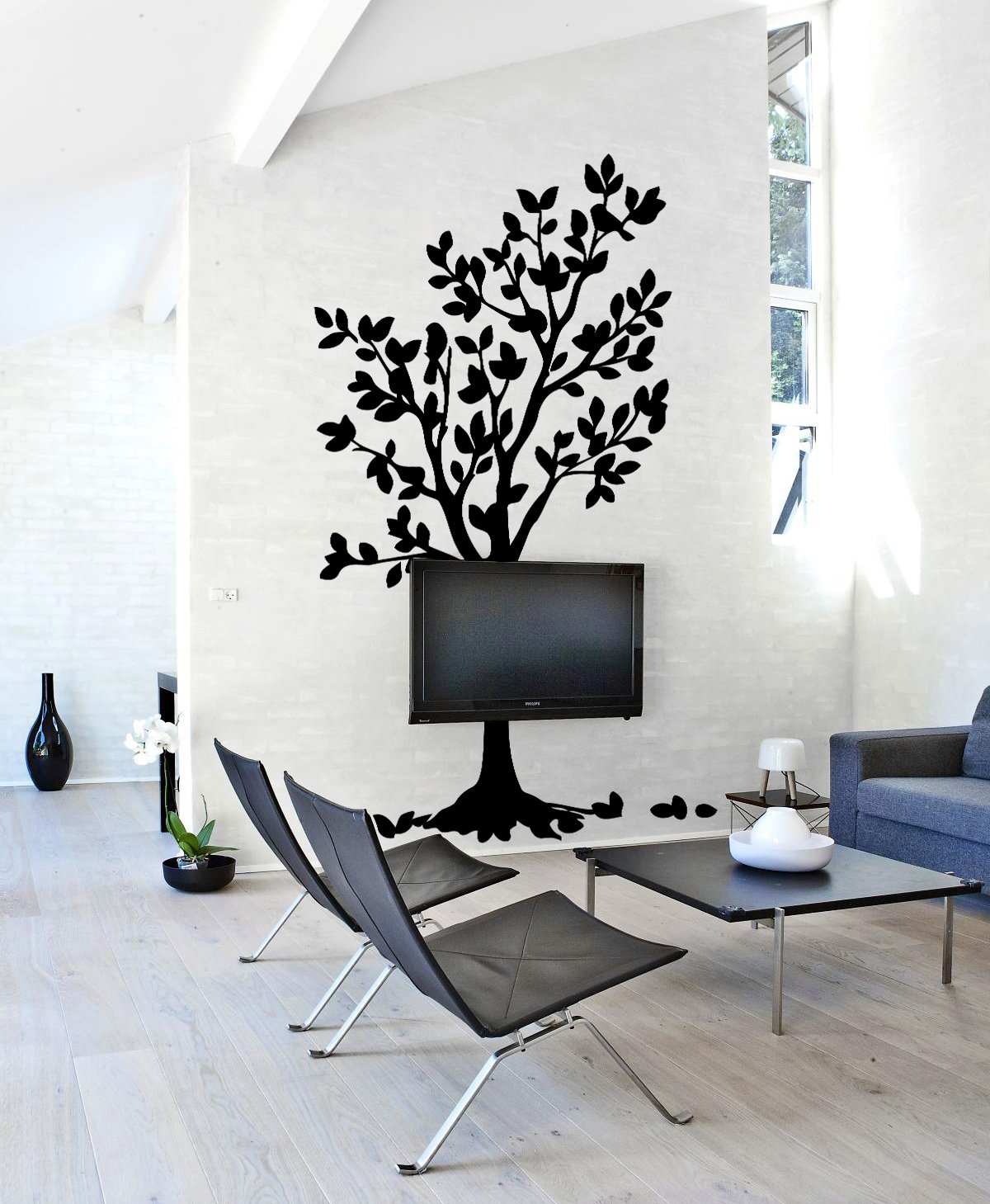 (95 x 160 cm) de la pared del vinilo adhesivo de árbol con pájaros y flores/arte decoración etiqueta engomada desprendible de la naturaleza/casa twistfix Mural + libre al azar para regalo