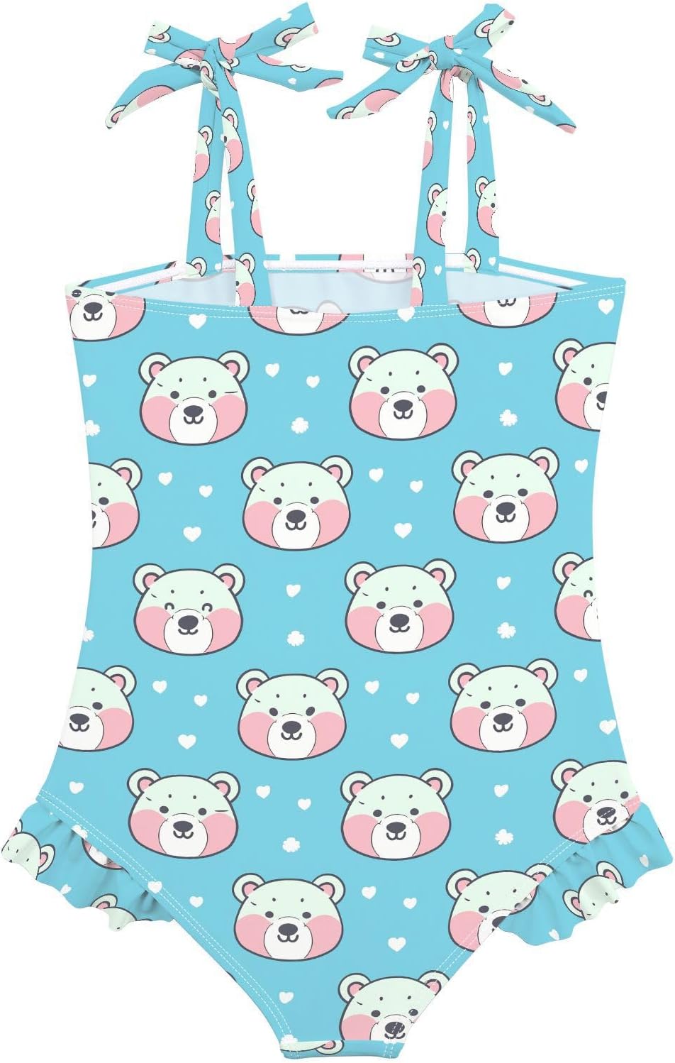 visesunny Toddler Girl Swimsuit Adjustable Strap Swimwear Cute Little Bear Blue Bathing Suits for Girls 18M-6Y