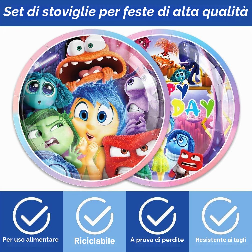 inside out compleanno, Inside Out Set di stoviglie per feste, per bambini, per bambini, per feste di compleanno e tavolo (giallo)