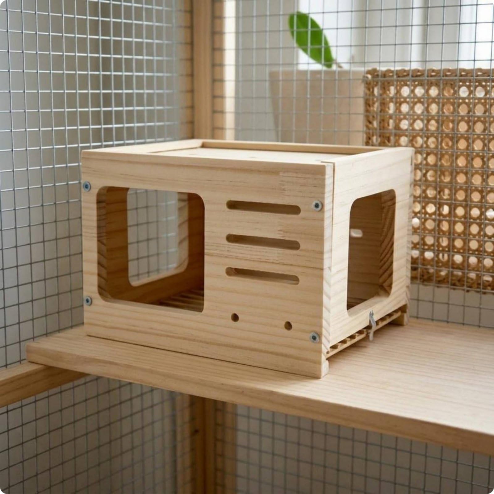 Amazon.co.jp: CAQYPVH インコ用木製ハウス 屋根付き 鳥の繁殖箱 天然