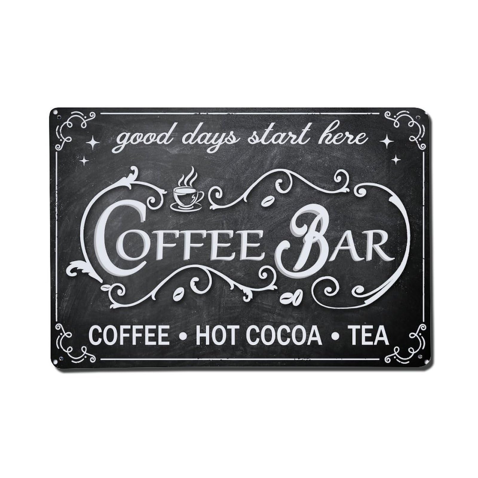 Chalkboard Coffee Bar Sign Design Vintage Tin Sign Retro Metal Wall Decor Metal Poster, Home Bar Garage Farmhouse Cafe Wall Art Decoration 8x12Inches