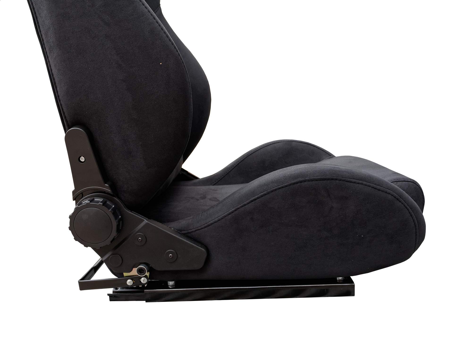 Simoni Racing SRS/12 Sedile Sportivo Universale Charles, reclinabile e Ribaltabile, Rivestito in Velluto Nero con Cuciture Nere