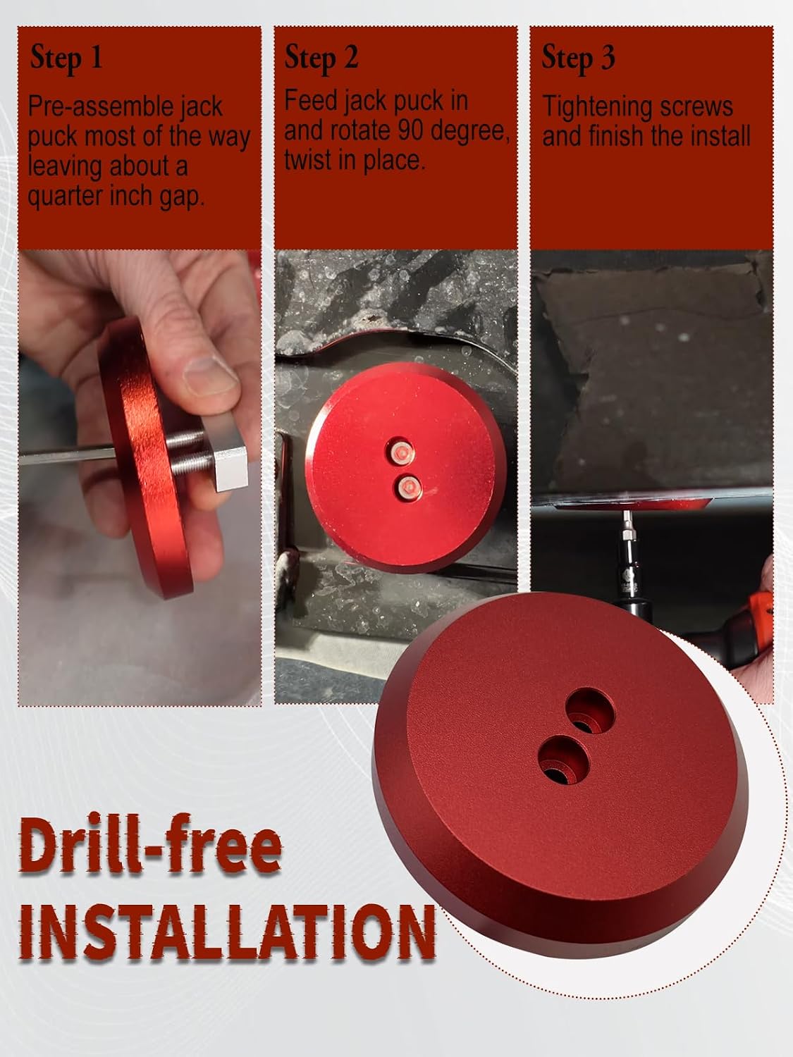 Corvette Lift Pucks, Aluminum Jacking Pucks, CNC Floor Jack Pad Compatible with 1997-2025 Corvette C5 C6 C7 C8/ Porsche 944 964 993 996 997 911 Boxster Cayman (Red - 4 Pack)