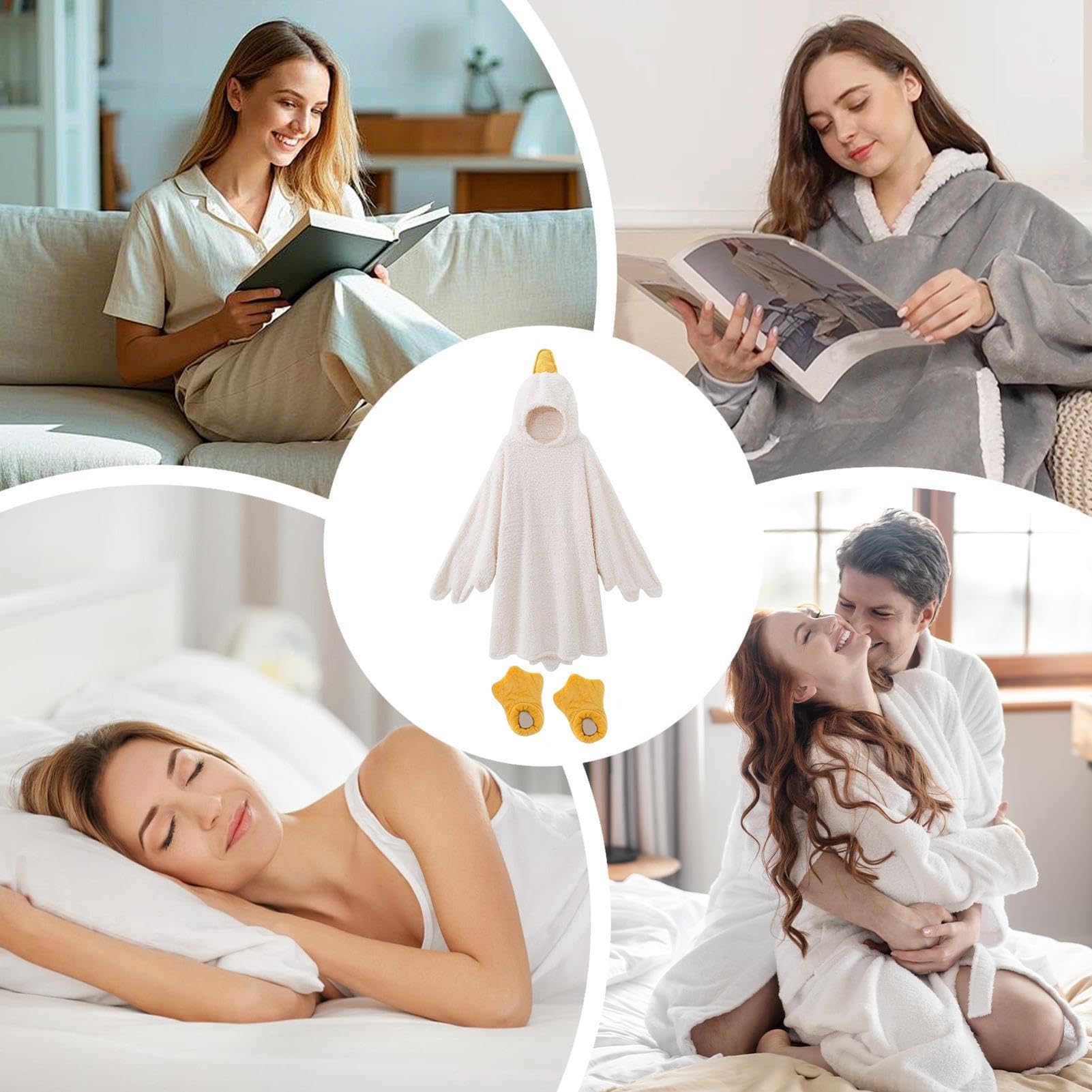 Coperta con cappuccio, design a forma di oca, oversize indossabile, grande coperta con cappuccio per film, serate, feste, riunioni di famiglia, campeggio, viaggi, casa, soggiorno, camera da letto