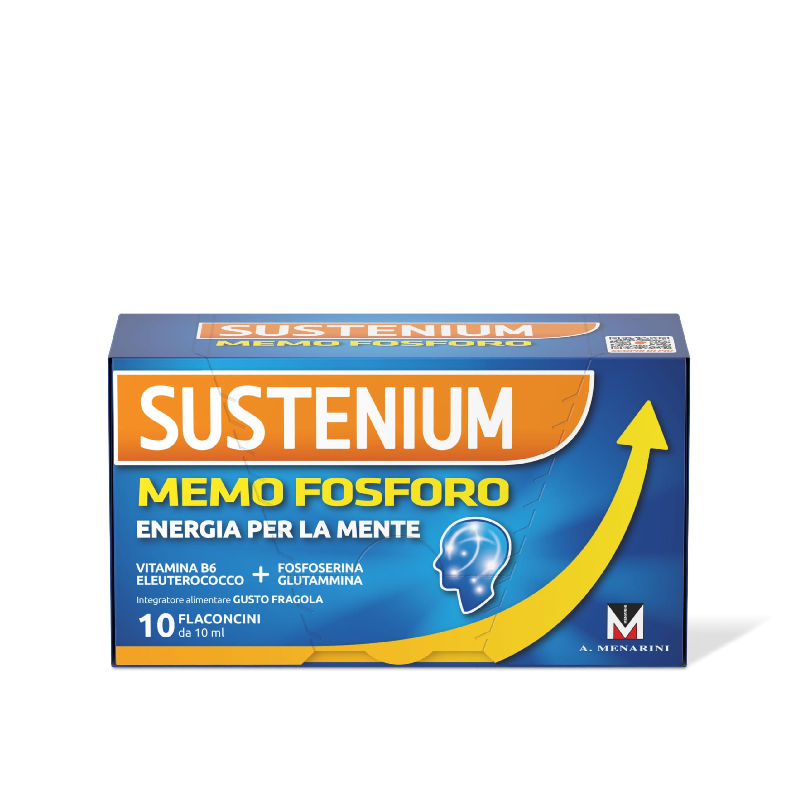 Sustenium Memo Fosforo - Integratore alimentare a base di Fosfoserina, Glutammina, Vitamina B6 ed Eleuterococco. Energia per la mente. Confezione da 10 flaconcini (10ml)